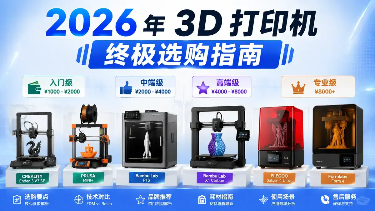 2026 年 3D 打印机终极选购指南：从入门到专业，选对不选贵