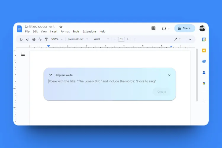 Google Docs AI 文字重写功能
