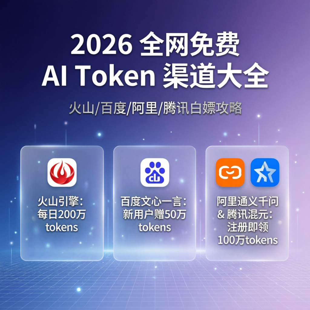 2026年5月最新 全网免费 AI Token 渠道：火山/百度/阿里/腾讯额度攻略