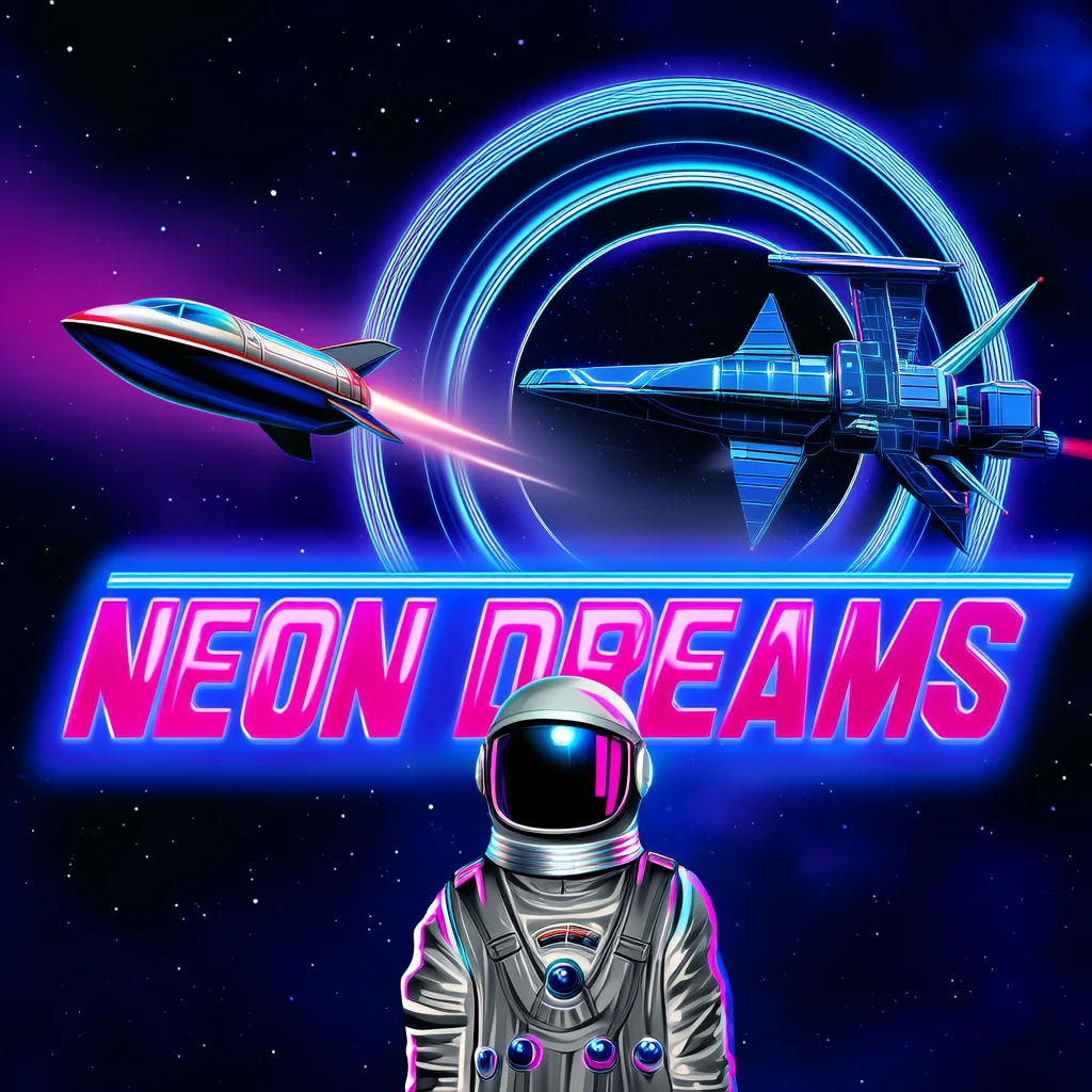 KI-Textplakat-Design — NEON DREAMS Sci-Fi-Filmplakat
