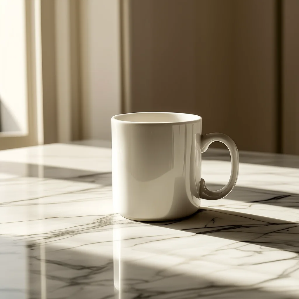 KI-Produkt-Rendering — Minimalistische Keramik-Tasse