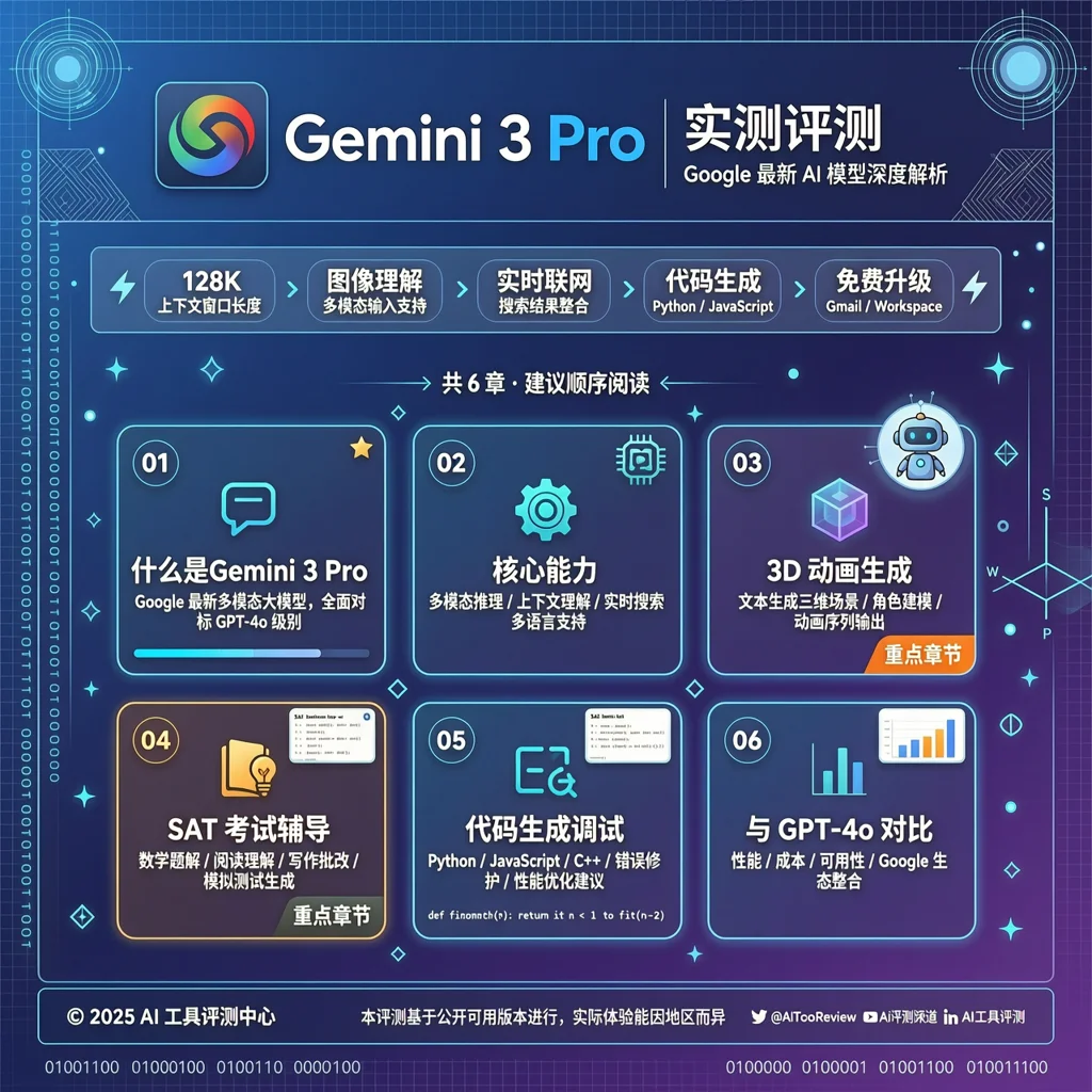 Gemini 3 Pro 实测：Google 最新 AI 模型，3D 动画生成和 SAT 辅导惊艳