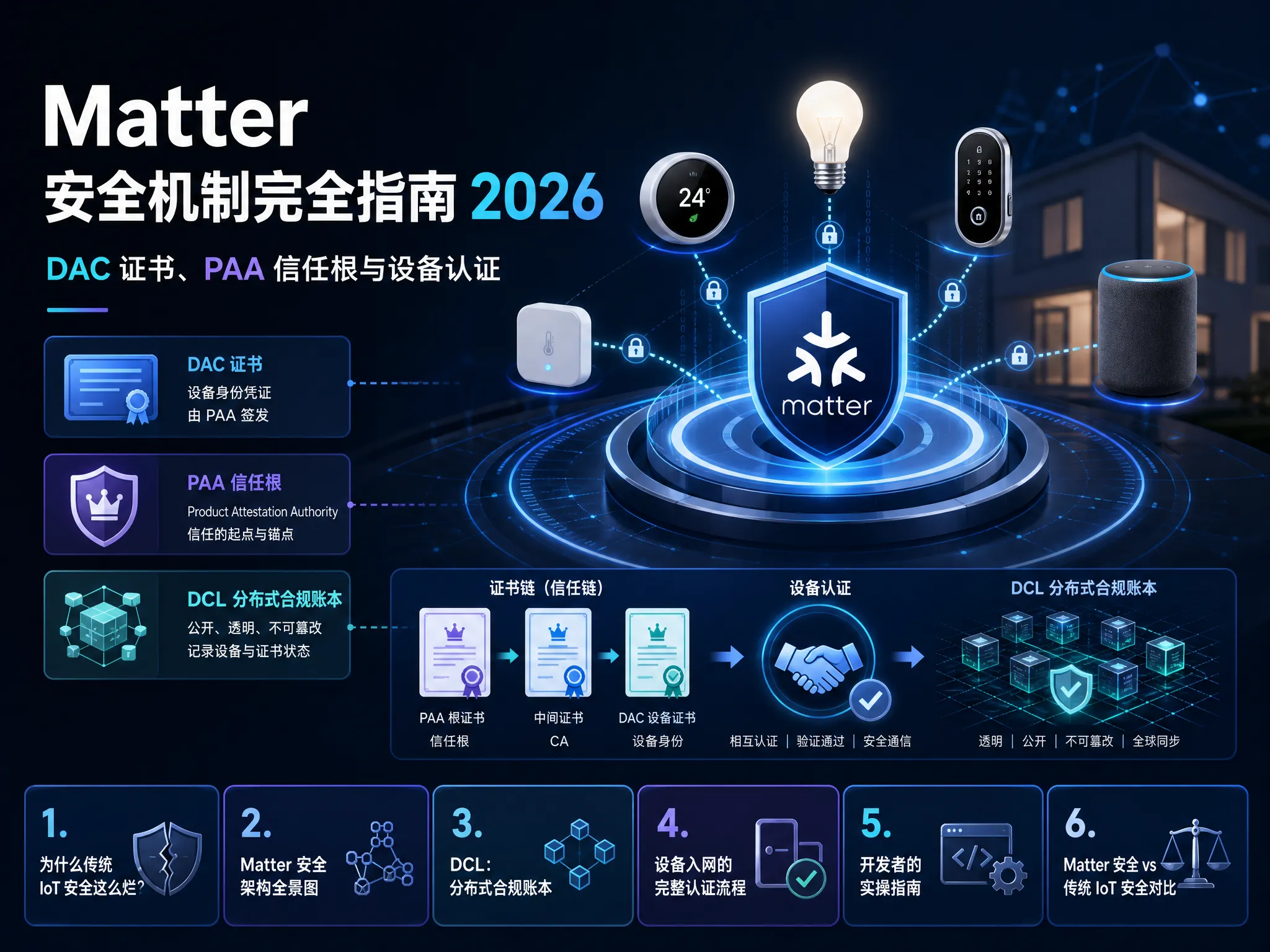 Matter 安全机制完全指南 2026：DAC 证书、PAA 信任根与设备认证