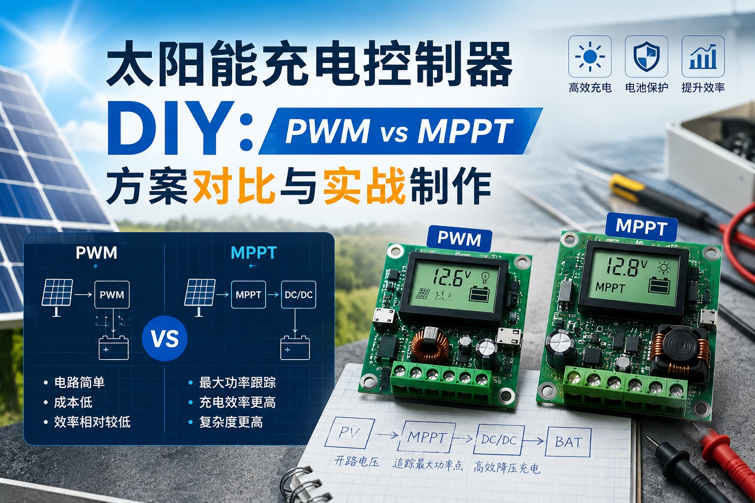 太阳能充电控制器 DIY：PWM vs MPPT 方案对比与实战制作