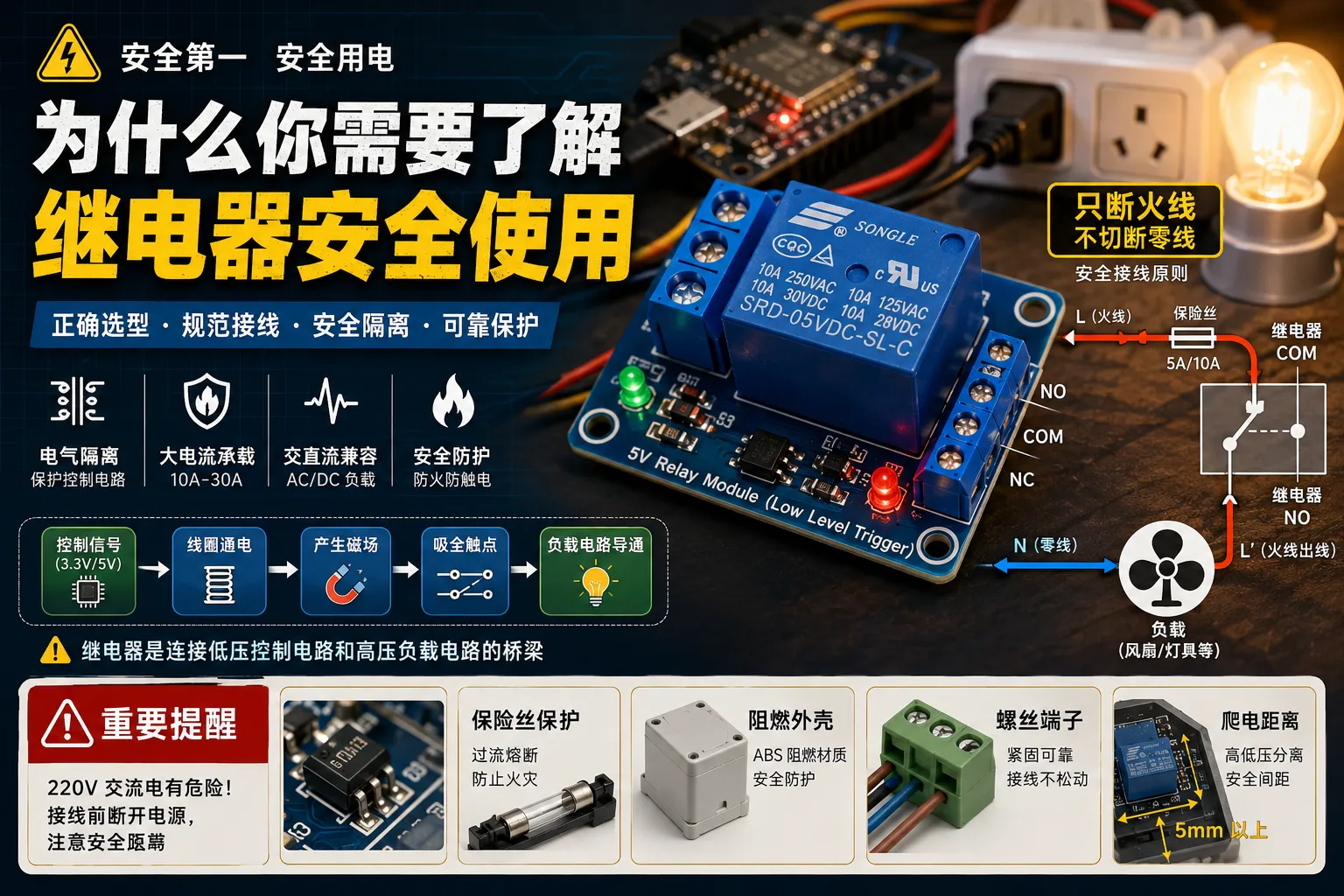 继电器模块安全使用：大功率设备控制