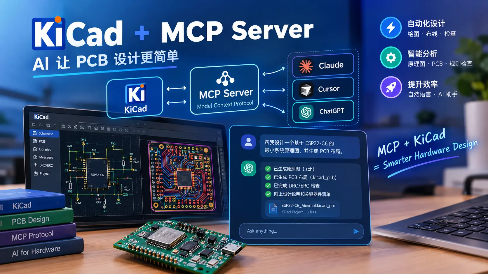KiCad MCP Server 实战：用 AI 辅助 PCB 设计、原理图与布线